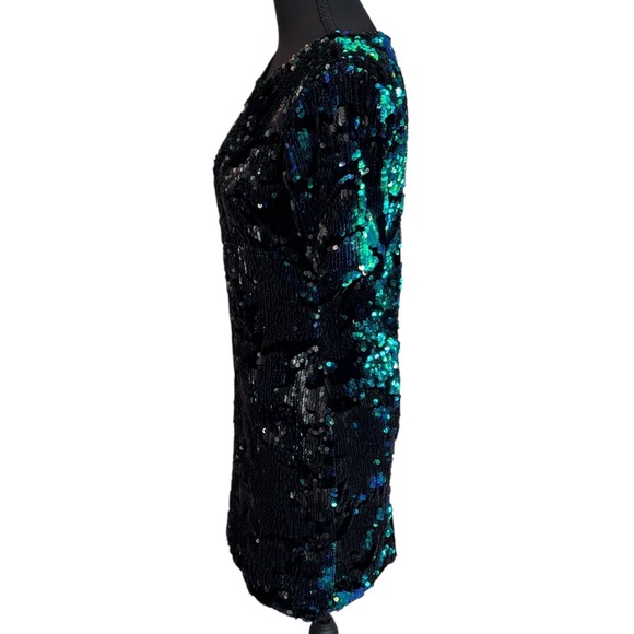 Topshop Velvet Sequin Mermaid Iridescent Holiday Party Cocktail Mini Dress, Sz 6 - Picture 10 of 12
